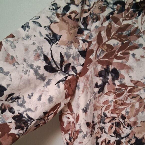 Denim & Co Stretch Woven Button Up Long Sleeve Floral Large - Picture 6 of 12